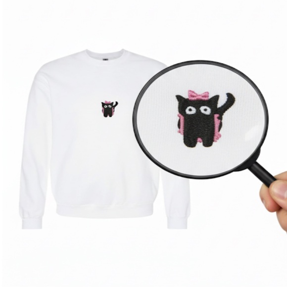 Black Cat in Tutu Embroidered Sweater - Picture 1 of 1